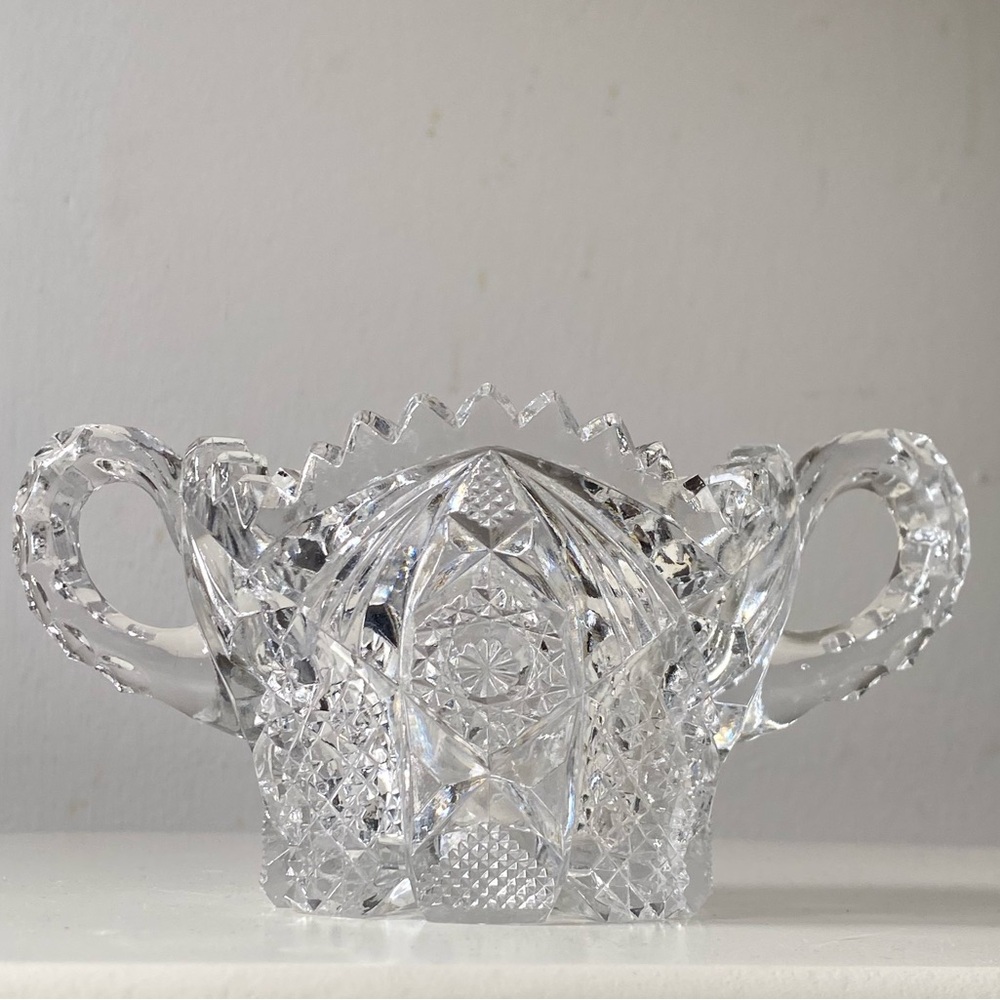 Antique EAPG NUCUT Crystal Sugar Bowl vintage open sugar bowl